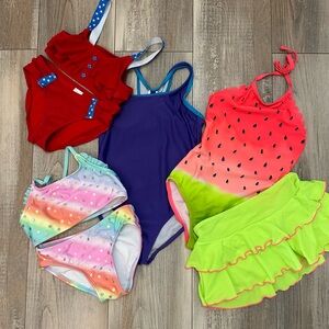 SET of 4 girls swimsuits!  Size 6/6X. All in excellent shape.